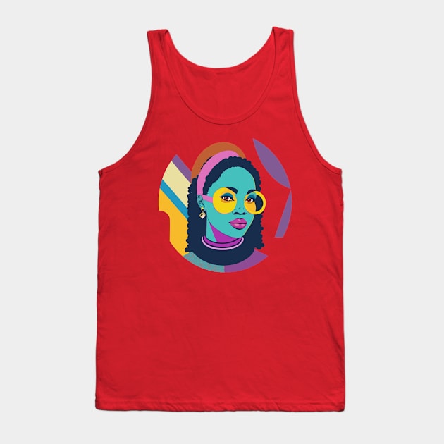 80s popart black girl, vibrant colors, face only Tank Top by goingplaces
